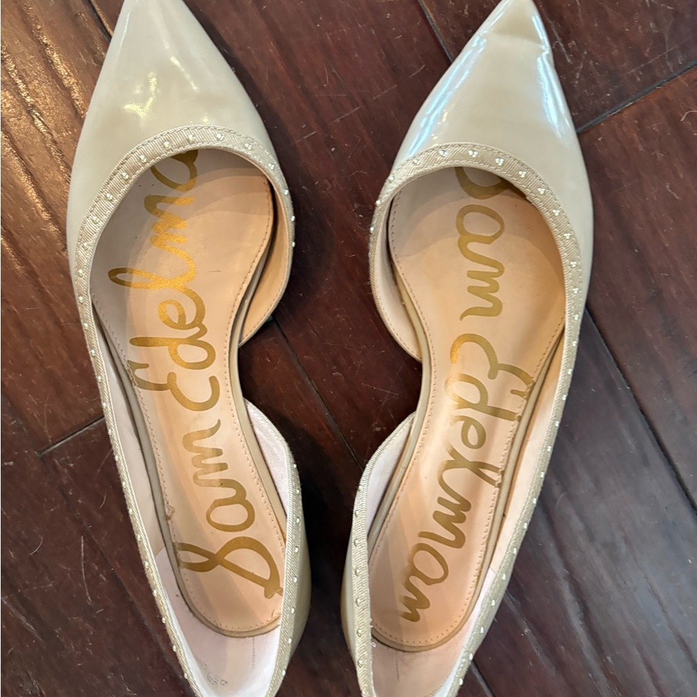 Sam Edelman Cream Pointed-Toe Flats
